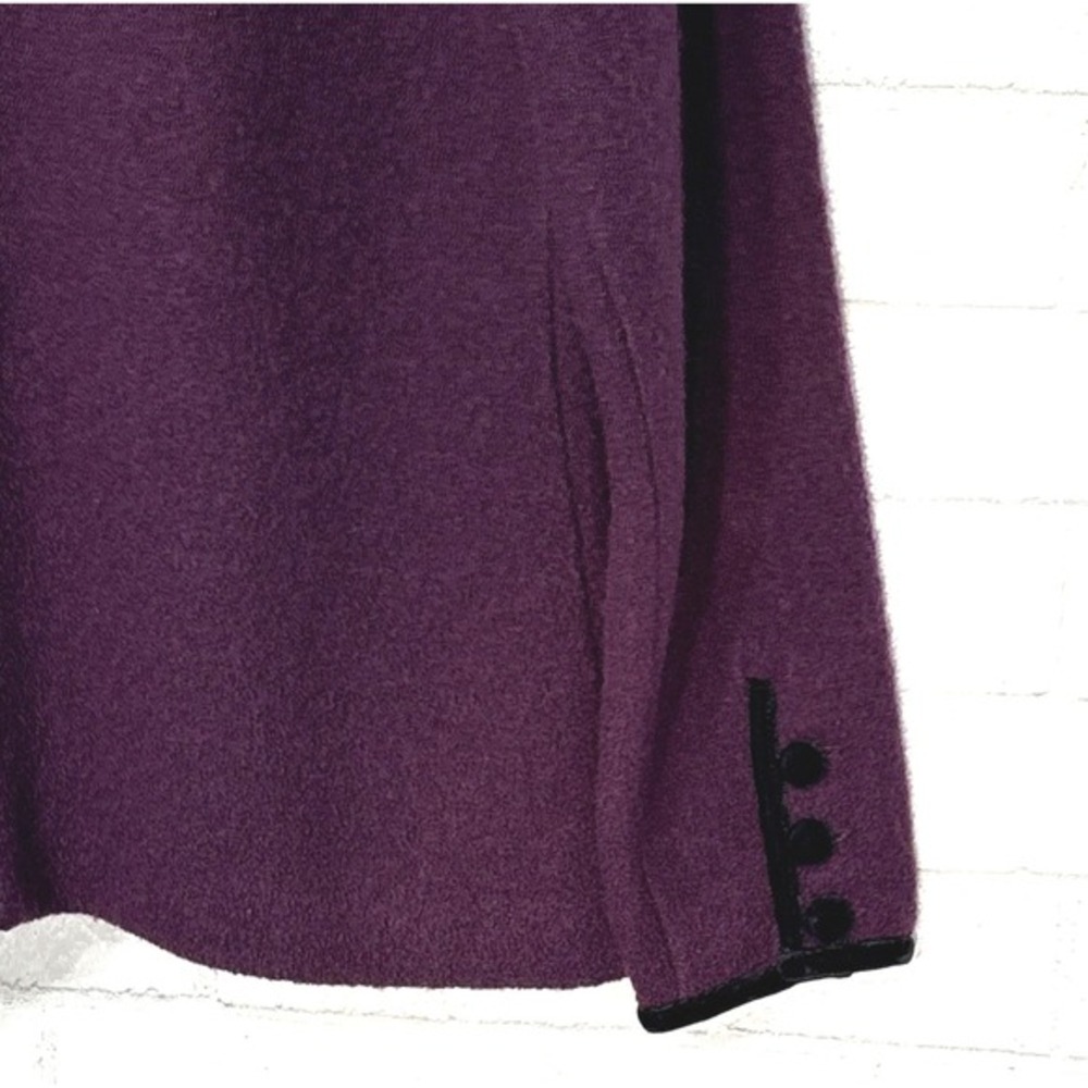 Vintage Icelandic Design Plum Wool Jacket Size M Velvet Trim Fall Blazer Classic - Picture 4 of 10